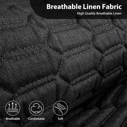 CAR PASS 3D Foam Linen Leather Car Seat Covers Front Seats,Piping Quilting Water Resistant Linen Front Seat Covers for Car,Universal Fit for SUV Truck Sedan Automotive,Armrest Airbag Compatible,Black