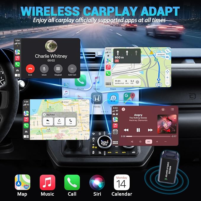 Wireless CarPlay Adapter for iPhone, 2026 Upgraded Mini Design & Plug and Play & 5s Auto Stable Connection Converts Wired Connections to Wireless Compatible for iPhone 6+ (iOS 10+) & 2016+ Car