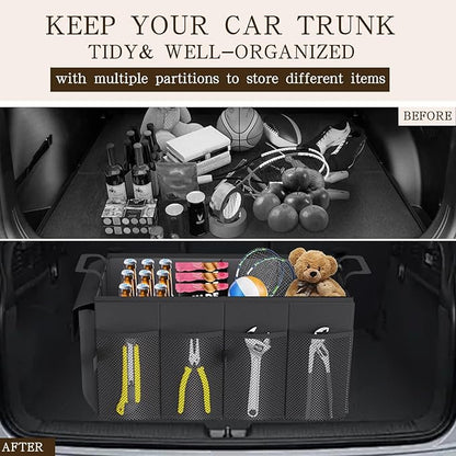 Beicarin Car Trunk Organizer Storage Box - Collapsible Car Boot Organizer Tidy Cargo Storage Box Accessories for SUV, MPV, Van, Size M, Black