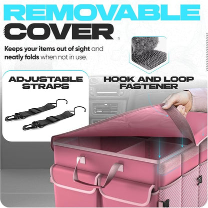 FORTEM Trunk Organizer with Cooler For SUV Car Trunk, Foldable Storage, Car Accessories for Women Men, Collapsible Bag, 600D Oxford, Non Slip Bottom, Straps, Soft Cover (105L)