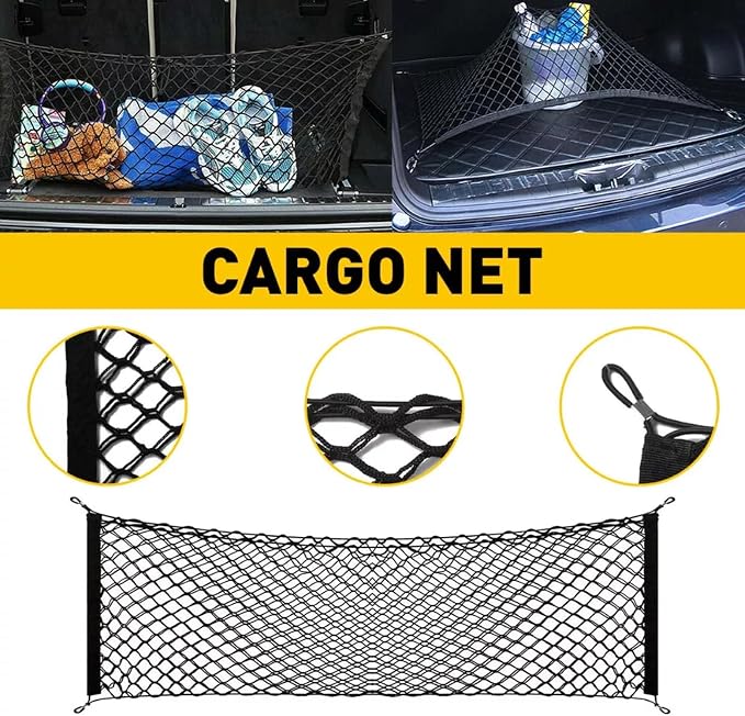for Jeep Grand Cherokee Envelope Style Truck Bed Cargo Net - Fits 2013-2024 2025 2026 Grand Cherokee Accessories Cargo Net for Pickup Truck Bed - Heavy Duty Carabiners