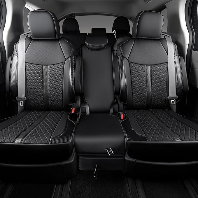 Custom Fit Sienna Seat Covers for 2021-2026 Toyota Sienna LE XLE 8-Seat, Waterproof Faux Leather Full Set Airbag Compatible 3-Row Car Seat Protectors (Black)
