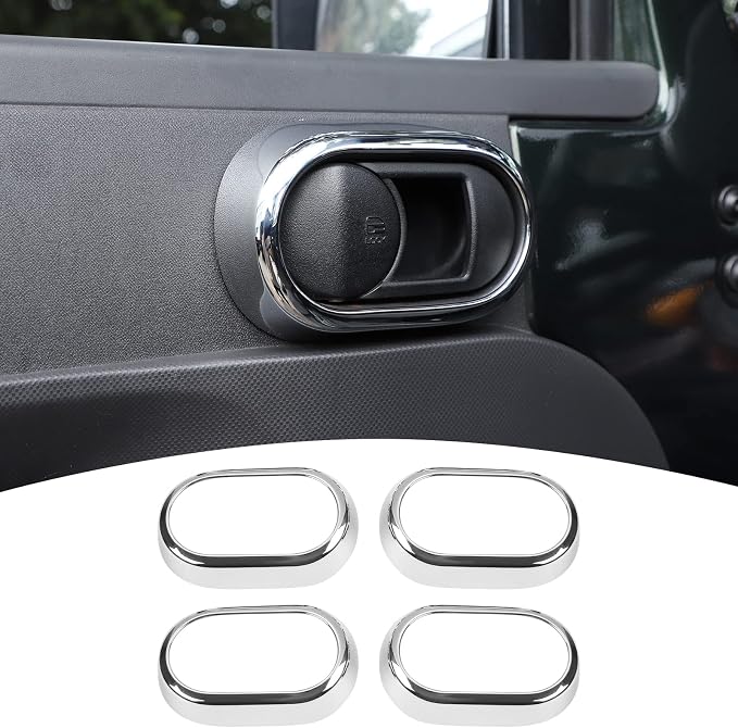 JeCar Chrome Interior Door Handle Bezel Cover Trim Decor Covers for 2007-2010 Jeep Wrangler JK Unlimited 4 Door