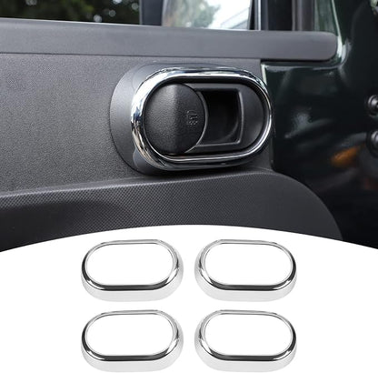 JeCar Chrome Interior Door Handle Bezel Cover Trim Decor Covers for 2007-2010 Jeep Wrangler JK Unlimited 4 Door