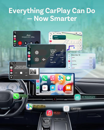 OTTOCAST Mini Tube 2026 Wireless CarPlay & Android Auto Adapter, Ultra-Fast Auto Reconnect,WiFi 6 & Bluetooth 5.4,Mini Plug & Play Dongle for Cars with Wired CarPlay