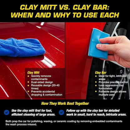 Nobu's Garage - Clay Mitt & Clay Bars Auto Detailing Kit with Waterless Car Wash Ceramic Detail Spray - Car Detail Spray & Lubricant, Quick Detailer Cleaner & Luber - Automotive Claybar Glove