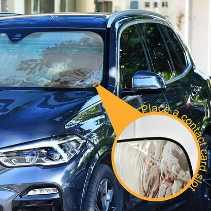 Summer Beach Starfish Seashell Windshield Sun Shade for Car Auto SUV Truck Foldable Front Window Sunshade Sun Visor Protector Block UV Rays Reflect Heat, 55" x 28"