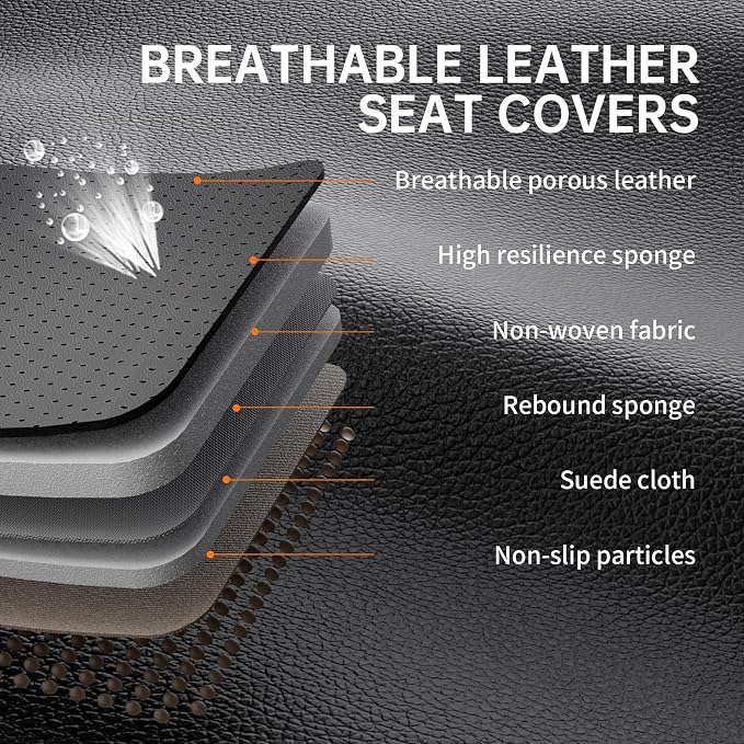 Full Coverage Car Seat Covers Full Set Waterproof, Luxury Leather Automotive Seat Covers Car Seat Protector, Front & Rear Seats Cover Sets Universal Fit for Most Vehicles Sedans SUVs, Black