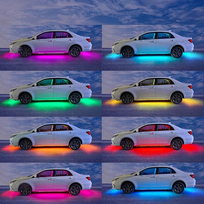 LED Underglow Kit for Car, 16 Million RGB Colors 29 Modes, APP + Remote Control, Music Sync & DIY Mode, Waterproof Under Car Lights Exterior for SUVs Trucks, DC 12V