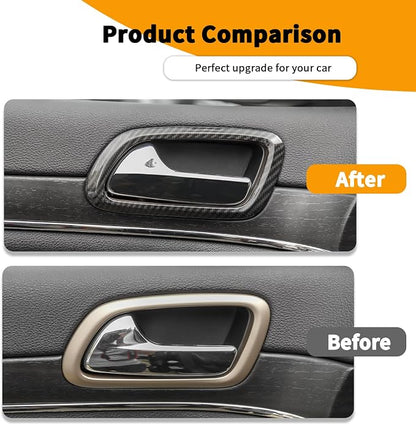 Hoolcar Center Control Air-Conditioning Outlet Vent Trim Cover & Inner Door Handle Bowl Trim Cover Fit for Jeep Grand Cherokee 2011-2020, Carbon Fiber