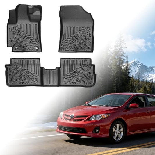 Floor Mats for Toyota Corolla 2009 2010 2011 2012 2013, for Corolla Standard,LE,S XLE,XRS,L,LE/S Special Edition Floor Mats,TPE Non-Slip Waterproof 2 Row Floor Liners