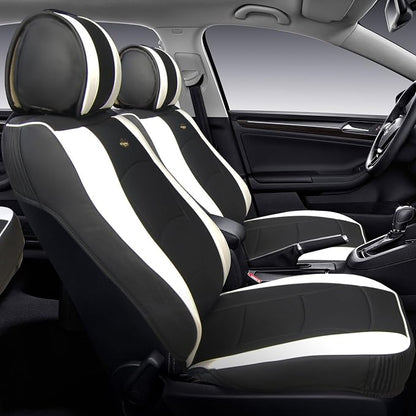 FH Group Car Seat Cover Cushion - 2 Pack Seat Covers for Cars Trucks SUV, Faux Leather Car Seat Cushions, Waterproof Car Seat Cover Cushion, Universal Fit Car Seat protector Front Set White