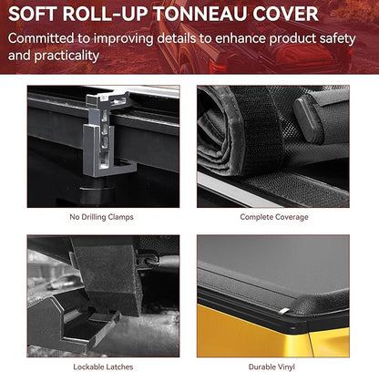 YITAMOTOR Soft Roll Up Truck Bed Tonneau Cover Compatible with 2009-2024 Dodge Ram 1500 (19-24 Classic ONLY), Fleetside 5.7 ft Bed Without Rambox