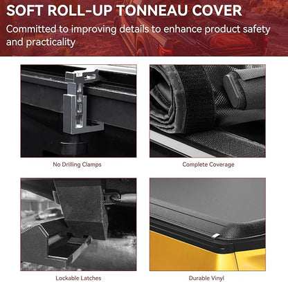 YITAMOTOR Soft Roll Up Truck Bed Tonneau Cover Compatible with 2002-2023 Dodge Ram 1500, Fit for 2003-2026 Dodge Ram 2500 3500, Fleetside 8 ft Bed w/o Rambox