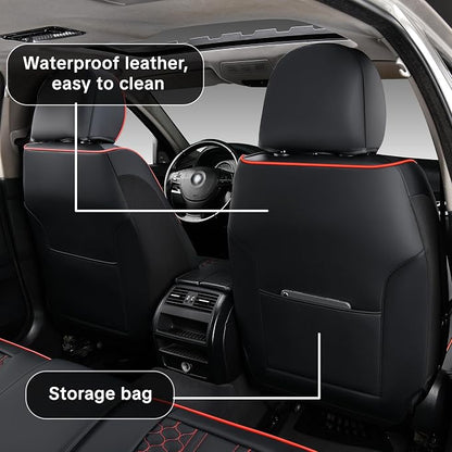 Car Seat Cover Set Interior Accessories Waterproof Leather with Lumbar Support Airbag Compatible Non-Slip 5-Piece Complete Set Pet-Friendly Car Seat Covers Fits Most Vehicle Models