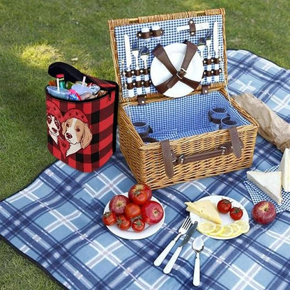 Talayituse Dog Paw Scottish Tartan Print Car Trash Can with Lid, Leak Proof Auto Trash Bag Hanging Vehicle Garbage Can Multipurpose Storage Container for Back Seat Road Trip