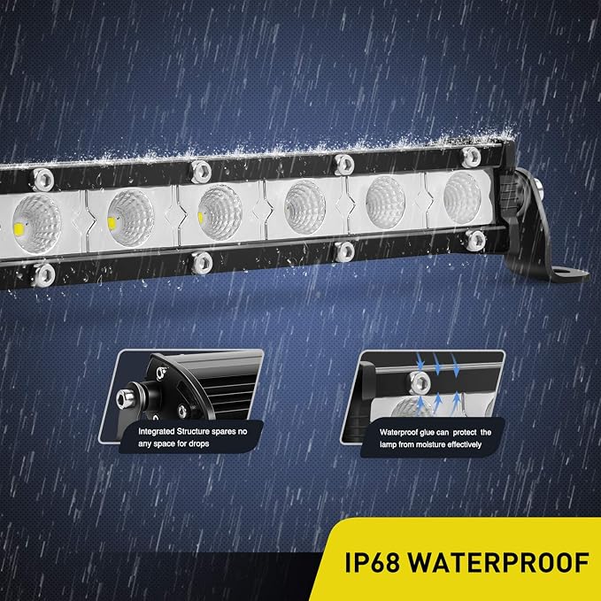 Nilight 2PCS 7 Inch 18W Ultra-Slim Single Row LED Flood Light Bar Fog Light Dricing Light Work Light for Offroad 4x4 Jeeps Trucks ATV UTV SUV Tacoma Subaru