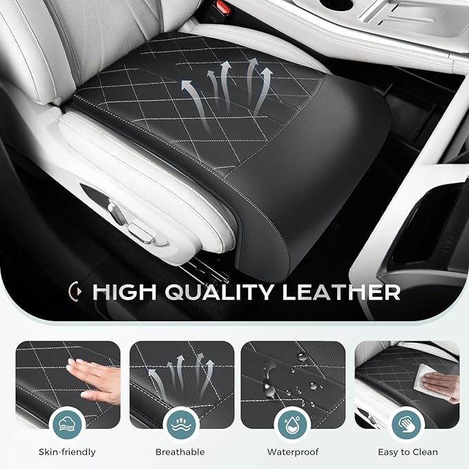 Coverado Car Seat Extender Leg Support, Leather Leg Extender Cushuin for Car Seats, Waterproof Car Seat Cushions Universal Fit for Most Vehicles (Black)