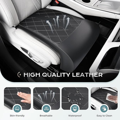 Coverado Car Seat Extender Leg Support, Leather Leg Extender Cushuin for Car Seats, Waterproof Car Seat Cushions Universal Fit for Most Vehicles (Black)