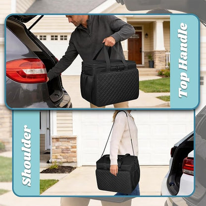 Large Car Detailing Organizer with Hard Pad Support, Car Detailing Bag with Multiple Pockets, Cleaning Bags for Housekeepers, Cleaning Supply Bag, Black