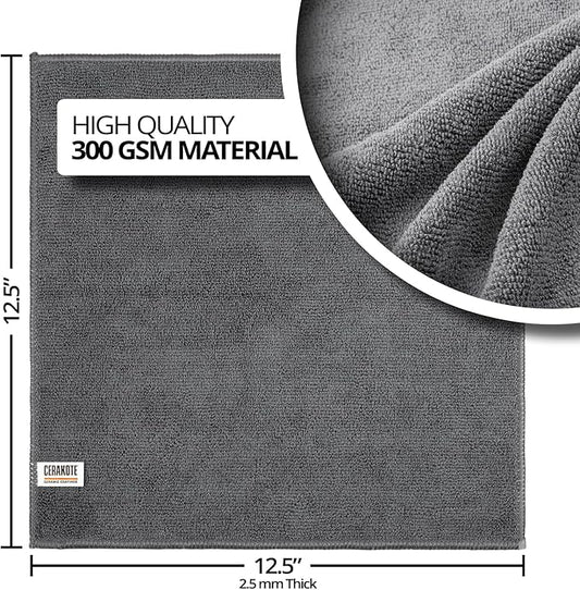 CERAKOTE Microfiber Towels (24 Pack) - Cleaning and Application Towels - Durable 300 GSM Lint-Free Material - Ideal for Cars, Home, Shop and Office