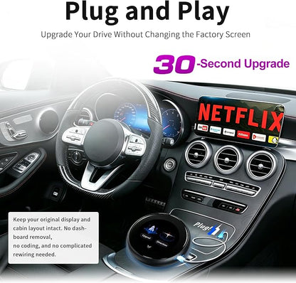 CUSP 3.2 Inch Screen CarPlay AI Box, Wireless Adapter for Factory Wired or Wireless CarPlay Cars, Magic Streaming Video Box with Netflix YouTube TikTok, Android Auto, TF Card, Plug and Play