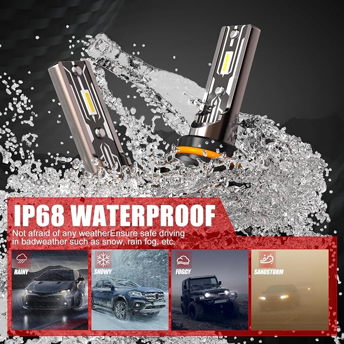 Bulb, 26000LM Super Bright 6500K 800% Brighter Bulbs with Turbo Fan, IP68 Waterproof, Plug-N-Play (9005+9006)