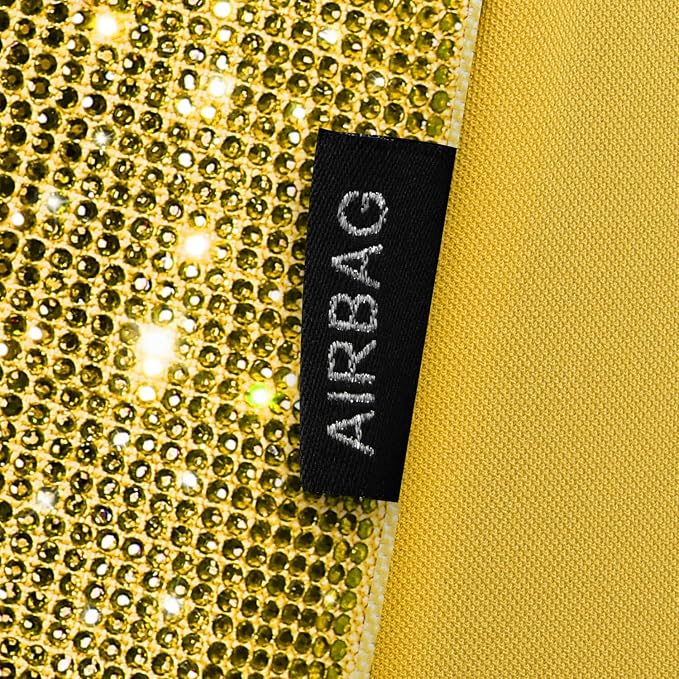CAR PASS Yellow Bling Diamond Leather Car Seat Cover Full Sets,Waterproof Shining Glitter Sparkly Crystal Universal Fit for Automotive Truck SUV Cute Women Girl Airbag Compatable,All Yellow Rhinestone