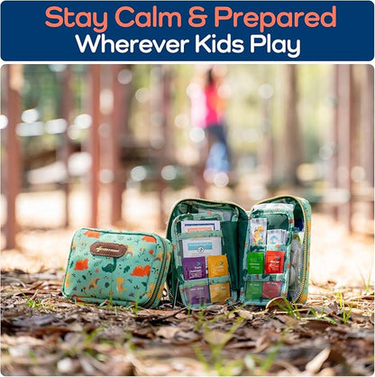 KeepGoing Travel First Aid Kit for Kids – 130 Pc. for Car, Home, Purse, Diaper Bag & Backpack with Latex-Free Bandages - Mini First Aid Kit Travel Size TSA-Approved