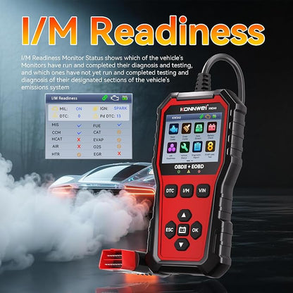 KONNWEI KW340 OBD2 Scanner Diagnostic Tool Code Reader for All OBDII Cars | Read & Clear Engine Codes, Live Data Stream, Battery Test, I/M Readiness, O2/EVAP Test, OBDII/EOBD