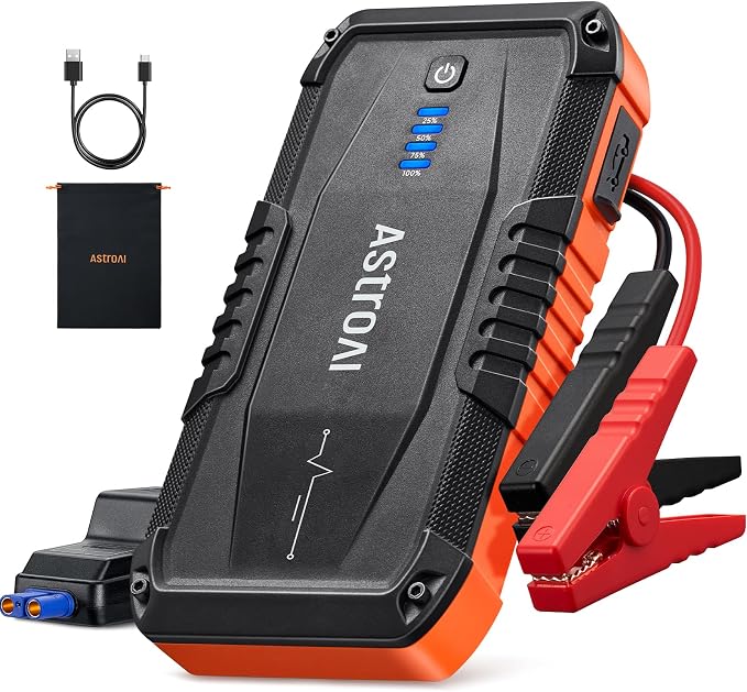 AstroAI S8 Car Battery Jump Starter 1500A – Portable 12V Lithium Jump Box with 3 Mode Flashlight, Power Bank & Smart Jumper Cables - for 6.0L Gas and 3.0L Diesel Engines