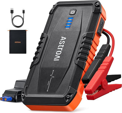 AstroAI S8 Car Battery Jump Starter 1500A – Portable 12V Lithium Jump Box with 3 Mode Flashlight, Power Bank & Smart Jumper Cables - for 6.0L Gas and 3.0L Diesel Engines