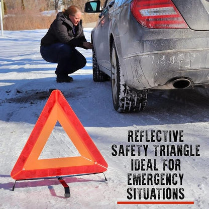 Koolatron Oskar Emergency Roadside Kit – 3-Piece Vehicle Safety Set with Folding Tire Traction Mats & Reflective Warning Triangle – Car, SUV, Truck Essentials for Snow, Ice, Mud, Sand