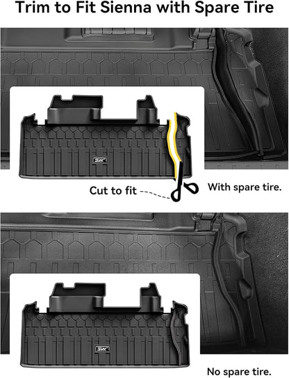 3W Floor Mats & Cargo Liner Fit Toyota Sienna 7 Seat 2021-2026 (Except for 2025 2026 Platinum Edition), TPE All Weather Custom Fit Floor Liner for Sienna XLE/XSE/Limited/Woodland Edition
