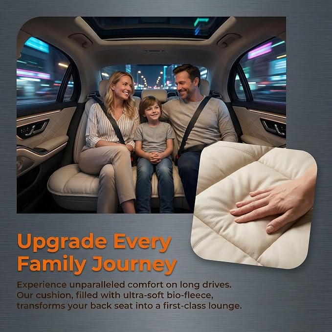 A leather rear seat cushion specially designed for cars - made by hand - can relieve pain in the buttocks, pressure points, and sciatic nerve. | Rear seat cover (Off White, Rear Seat Cushion)