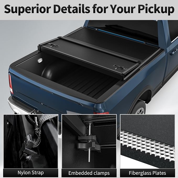 OEDRO FRP Hard Tri-fold Tonneau Cover Fits for Toyota Tacoma 2024 2025 2026 6ft Bed (Excl. Trail Edition), Weather-Resistant