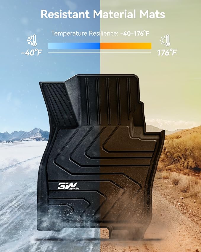 3W Floor Mats Fit for 2025 2026 Mazda CX-70 (Include PHEV), All Weather Protection TPE Heavy Duty Non-Slip Automotive CX70 Floor Liners Accessories, Black