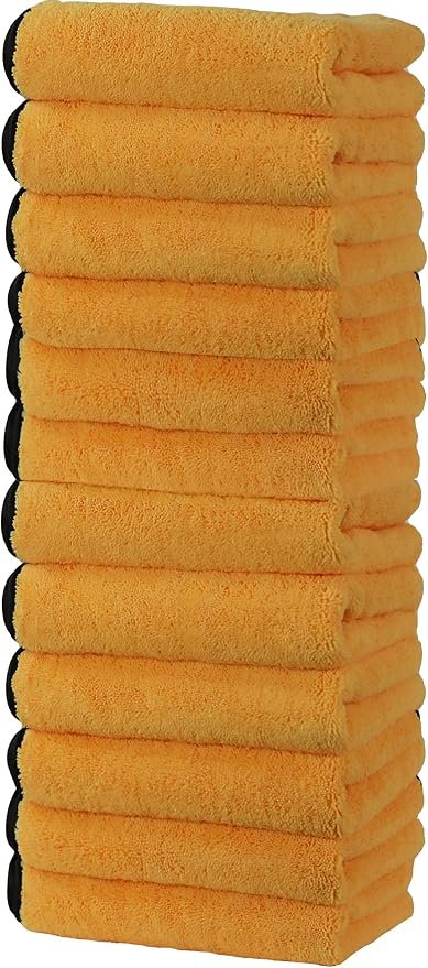 Simple Houseware Professional Grade Microfiber Towels for Car, 16" x 16", 12 Pack, 440 GSM
