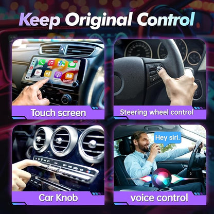 Wireless Carplay Adapter for Apple iPhone 2024 Upgrade 2 in 1 Mini Car Play Dongle Converts Wired Carplay/Android Auto to Wireless Plug and Play Low Latency for Cars from 2016