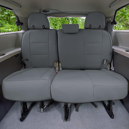 FH Group Custom Fit Car Seat Covers Specifically Made for 2011-2020 Toyota Sienna 7 Passenger, Car Seat Cover 3rd Row, Automotive Seat Covers in Solid Gray Faux Leather, Waterproof and Washable