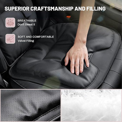 1 Car Seat Cushion for Car,Pu Nappa Leather with Breathable Memory Cotton Core Filling & Non-Slip Sole,Water Proof,Car Seat Cushions for Driving&Office Chair(Car Seat Cushion With Back Support Pillow)