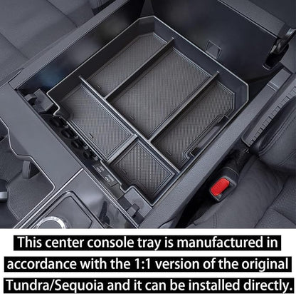 RUNROAD Center Console Organizer Tray Compatible with Toyota Tundra 2022 2023 2024 2025 2026 and Sequoia 2023-2026 Accessories, Insert Armrest Tray Secondary Storage Box Glove Compartment Organizer