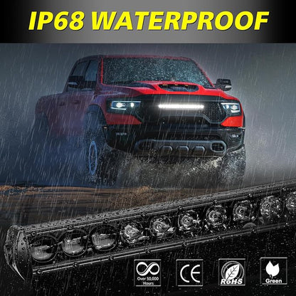 20 Inch Light Bar Kit, AKD Part 105W OSRAM LED Slim Single Row LED Light Bar w/Wiring Harness Black Cover Offroad Driving Light Bumper Grille Lights for Trucks Pickup SUV UTV ATV Toyota GMC