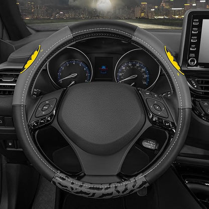 Warner Bros DC Comics Batman Steering Wheel Cover - Ergonomic Grip, Universal Size 14.5-15.5 in, Protects and Insulates Your Wheel, Car Accessories for Car, Truck, Van, SUV