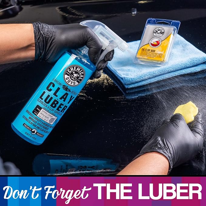 Chemical Guys Clay Bar Kit - Complete System - Clay Bar and Luber Combo with Accessories for Smooth Paint Finish - Removes Embedded Dirt, Overspray, and Fallout - 6 Item Kit
