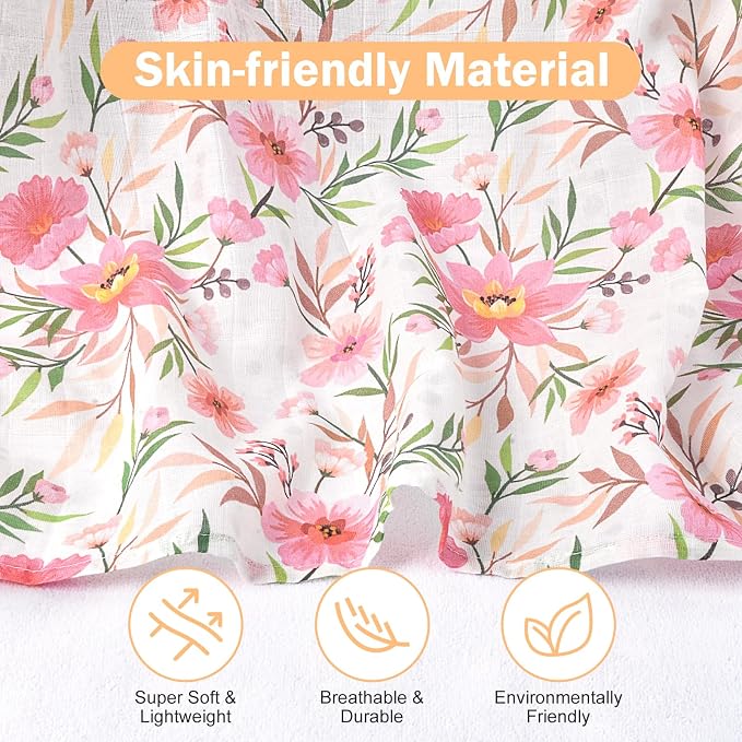 Baby Car Seat Cover - 100% Muslin Cotton Universal Breathable Canopies for Boys and Girls Soft Spring Summer Car Seat Cover Lightweight Infant Car Seat Canopy - Pink Floral