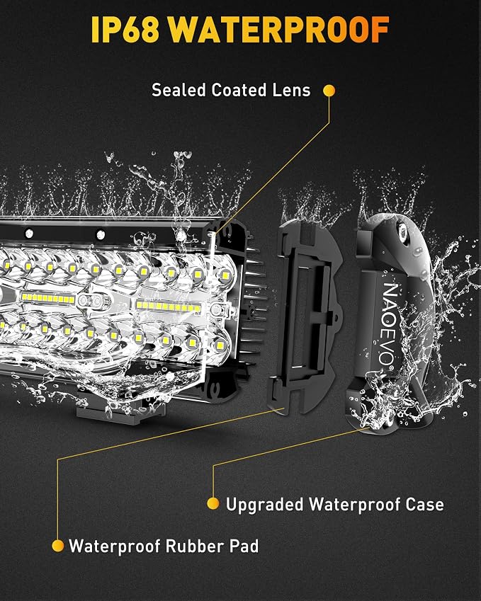 NAOEVO 7 Inch LED Light Bar, 480W 48,000LM LED Offroad Fog/Driving Lights with Spot Flood Combo Beam, Work for Truck Boat ATV UTV, 4 Pcs (White)