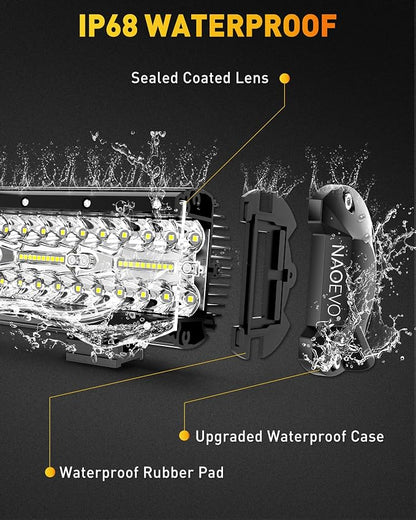 NAOEVO 7 Inch LED Light Bar, 480W 48,000LM LED Offroad Fog/Driving Lights with Spot Flood Combo Beam, Work for Truck Boat ATV UTV, 4 Pcs (White)