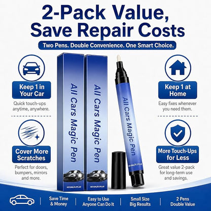2026 New Magic Car Scratch Remover Pen, For Any Car Color Scratch Remover Pen,For Deep & Light Scratches, Chips & Scuffs, Long-Lasting Weather-Resistant Scratch Repair Tool for Most Vehicles.