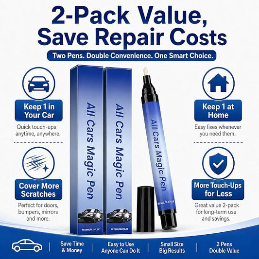 2026 New Magic Car Scratch Remover Pen, For Any Car Color Scratch Remover Pen,For Deep & Light Scratches, Chips & Scuffs, Long-Lasting Weather-Resistant Scratch Repair Tool for Most Vehicles.